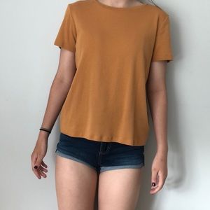 mustard american eagle mid shirt